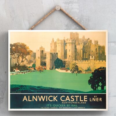 P0022 - Alnwick Castle Northumberland Original National Railway Poster auf einer Plakette im Vintage-Dekor