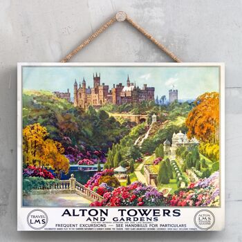 P0023 - Alton Towers Gardens Affiche originale des chemins de fer nationaux sur une plaque décor vintage 1