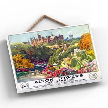 P0023 - Alton Towers Gardens Affiche originale des chemins de fer nationaux sur une plaque décor vintage 2