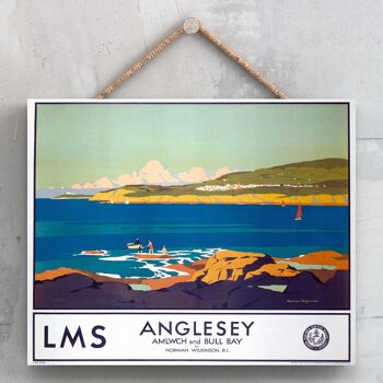 P0024 - Affiche originale des chemins de fer nationaux d'Anglesey Amlwch sur une plaque décor vintage 1