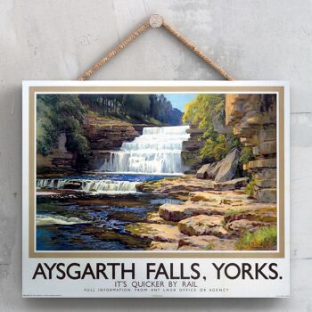 P0025 - Aysgarth Falls Yorkshire Affiche originale des chemins de fer nationaux sur une plaque décor vintage 1