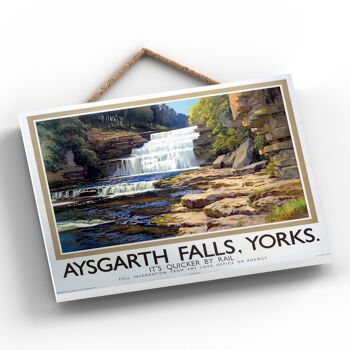 P0025 - Aysgarth Falls Yorkshire Affiche originale des chemins de fer nationaux sur une plaque décor vintage 2