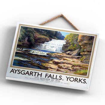P0025 - Aysgarth Falls Yorkshire Affiche originale des chemins de fer nationaux sur une plaque décor vintage 4
