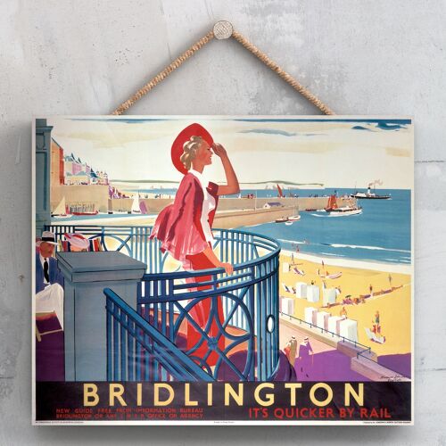 P0026 - Bidlington Lady In Red Original National Railway Poster On A Plaque Vintage Decor