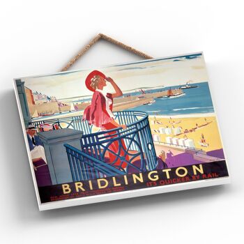 P0026 - Bidlington Lady In Red Affiche originale des chemins de fer nationaux sur une plaque décor vintage 2
