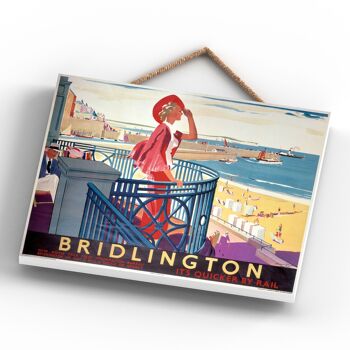P0026 - Bidlington Lady In Red Affiche originale des chemins de fer nationaux sur une plaque décor vintage 4