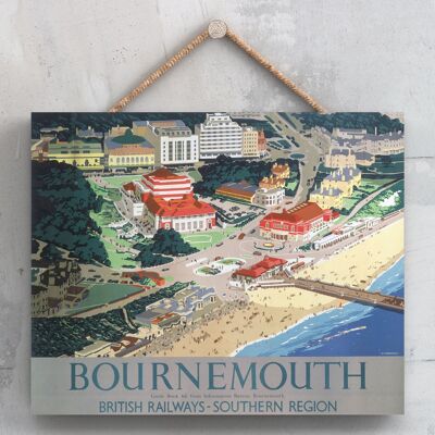 P0028 - Bournemouth Original National Railway Poster auf einer Plakette im Vintage-Dekor