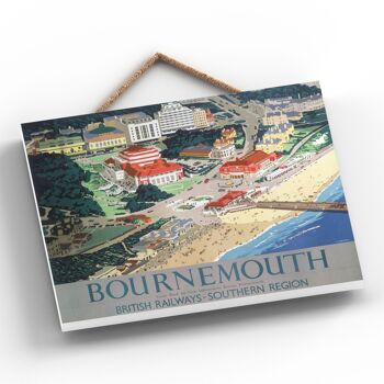 P0028 - Affiche originale des chemins de fer nationaux de Bournemouth sur une plaque décor vintage 2