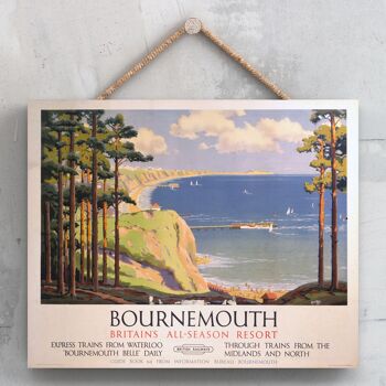P0029 - Bournemouth View Affiche originale des chemins de fer nationaux sur une plaque décor vintage 1