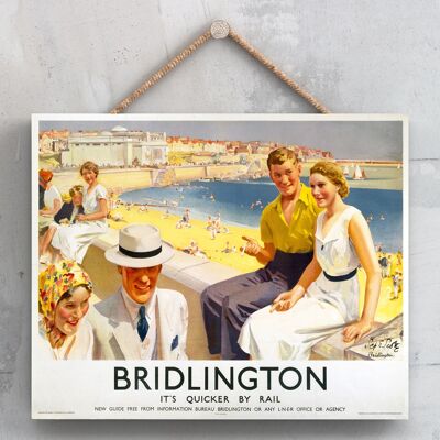 P0030 - Bridlington Beach Scene Original National Railway Poster auf einer Plakette Vintage Decor