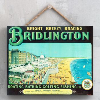 P0031 - Bridlington Boating Bathing Affiche originale des chemins de fer nationaux sur une plaque décor vintage 1