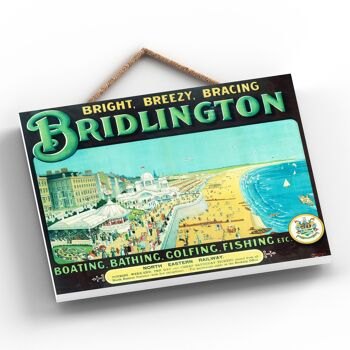 P0031 - Bridlington Boating Bathing Affiche originale des chemins de fer nationaux sur une plaque décor vintage 2