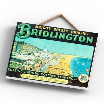 P0031 - Bridlington Boating Bathing Affiche originale des chemins de fer nationaux sur une plaque décor vintage 4