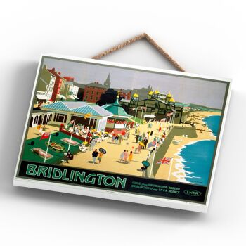 P0033 - Bridlington Lner Affiche originale des chemins de fer nationaux sur une plaque décor vintage 4