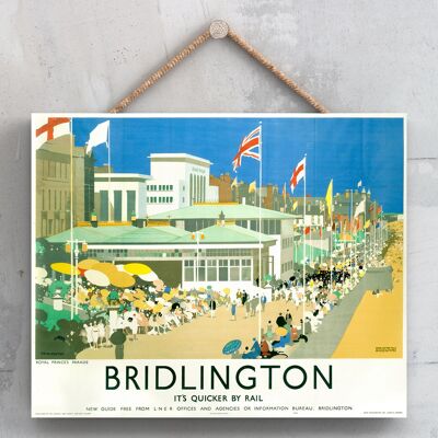 P0034 - Bridlington Parade Affiche originale des chemins de fer nationaux sur une plaque décor vintage