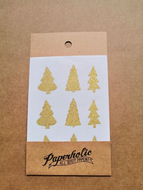 Glitter Sticker Trees Gold