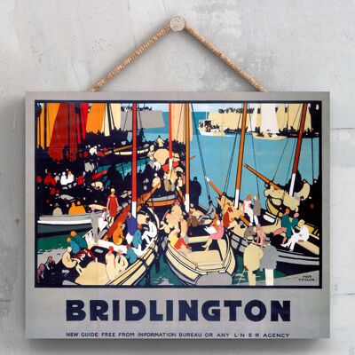 P0035 - Bridlington Sail Poster originale della National Railway su una targa con decorazioni vintage