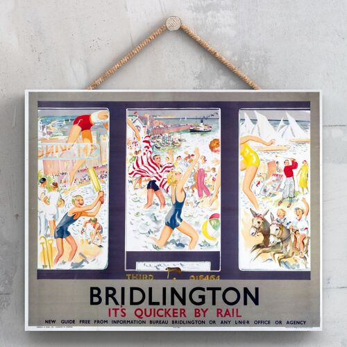 P0036 - Bridlington Train Window Scene Original National Railway Poster On A Plaque Vintage Decor