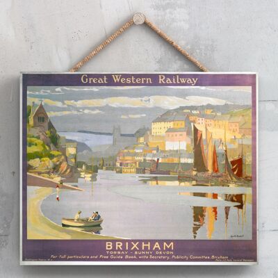 P0037 - Póster de Brixham Torbay National Railway original en una placa de decoración vintage