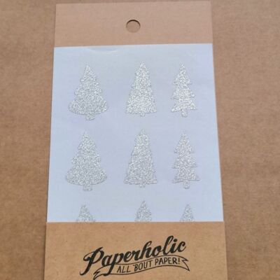 Glitter Sticker Trees Silber