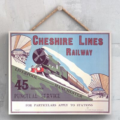 P0047 - Cheshire Lines Original National Railway Poster en una placa de decoración vintage