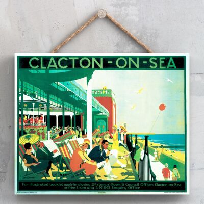 P0048 - Póster de Clacton On Sea Original National Railway en una placa de decoración vintage