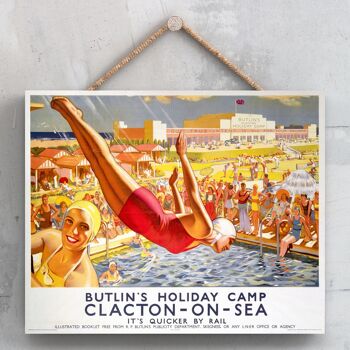 P0049 - Clacton On Sea Butlins Affiche Originale National Railway Sur Une Plaque Décor Vintage 1