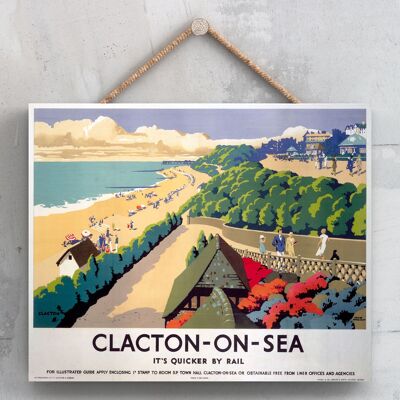P0051 - Clacton On Sea View Affiche Originale National Railway Sur Une Plaque Décor Vintage