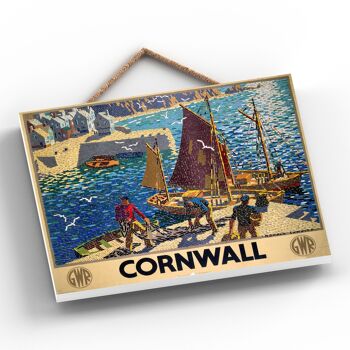 P0056 - Cornwall Fishermen Ronald Lampitt Original National Railway Affiche Sur Une Plaque Décor Vintage 2