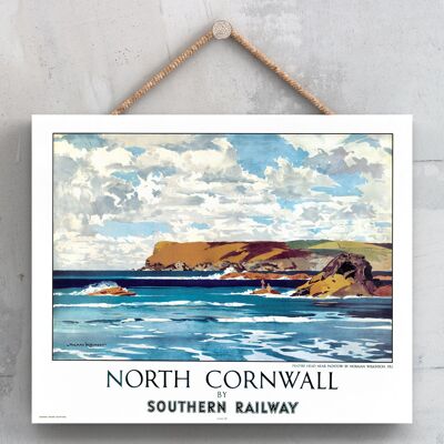 P0058 - Cornwall North Nr Padstow Poster originale della ferrovia nazionale su una targa con decorazioni vintage