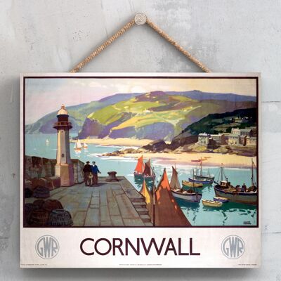 P0059 - Cornwallarbour View Affiche originale des chemins de fer nationaux sur une plaque décor vintage