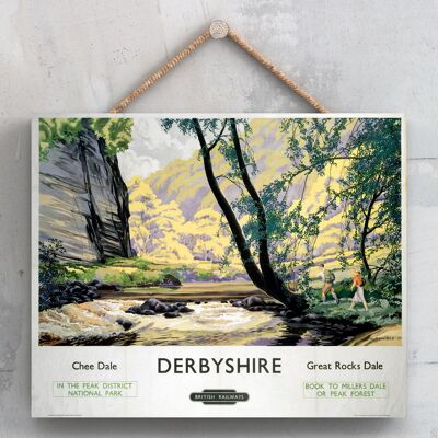 P0060 - Derbyshire The Peak District Original National Railway Poster auf einer Plakette im Vintage-Dekor