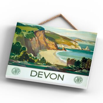 P0061 - Devon Cliff Beach Affiche originale des chemins de fer nationaux sur une plaque décor vintage 4