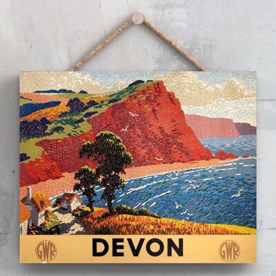 P0064 - Devon Ronald Lampitt Affiche originale des chemins de fer nationaux sur une plaque décor vintage