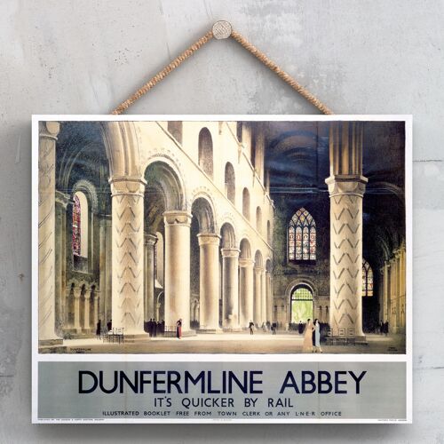 P0066 - Dunfermline Abbey Original National Railway Poster On A Plaque Vintage Decor