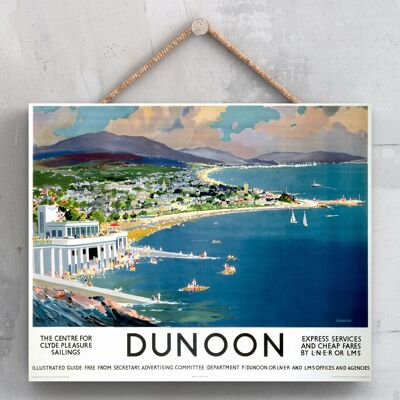 P0069 - Dunoon Sea View Original National Railway Poster su una placca Decor vintage