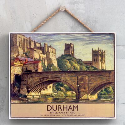 P0071 - Durham Sydney Lee Affiche originale des chemins de fer nationaux sur une plaque décor vintage