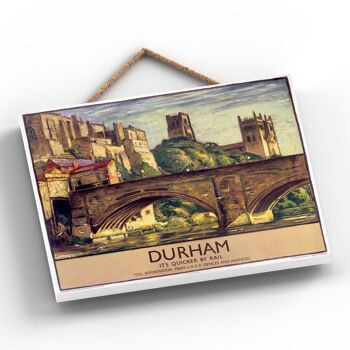 P0071 - Durham Sydney Lee Affiche originale des chemins de fer nationaux sur une plaque décor vintage 2