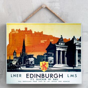 P0074 - Edinburgh Lner Shield Affiche originale des chemins de fer nationaux sur une plaque décor vintage 1
