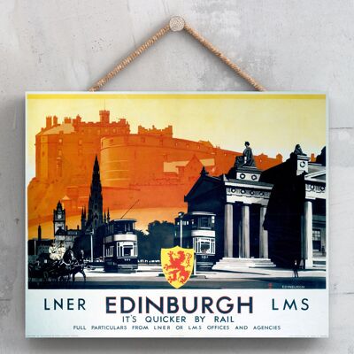 P0074 - Edinburgh Lner Shield Affiche originale des chemins de fer nationaux sur une plaque décor vintage