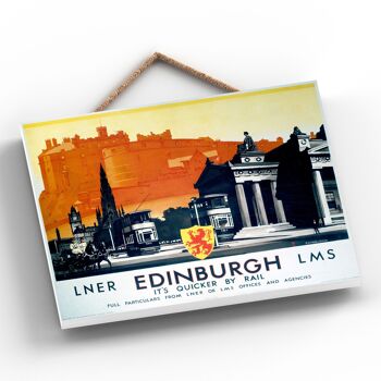 P0074 - Edinburgh Lner Shield Affiche originale des chemins de fer nationaux sur une plaque décor vintage 2