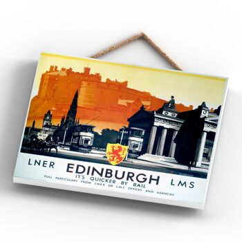 P0074 - Edinburgh Lner Shield Affiche originale des chemins de fer nationaux sur une plaque décor vintage 4