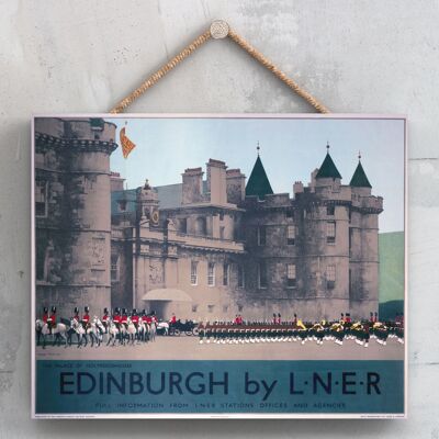 P0075 - Palazzo di Edimburgo di Holyroodhouse Poster originale della National Railway su una targa con decorazioni vintage