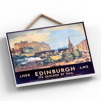 P0077 - Edinburgh View Affiche originale des chemins de fer nationaux sur une plaque décor vintage 2