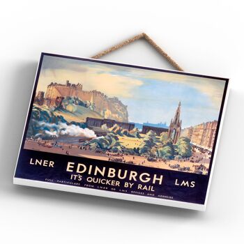 P0077 - Edinburgh View Affiche originale des chemins de fer nationaux sur une plaque décor vintage 4