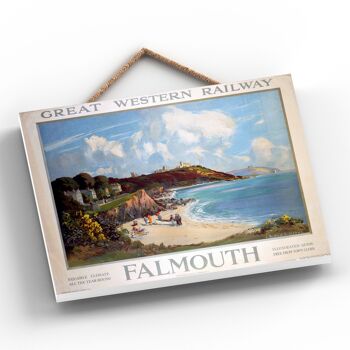 P0079 - Falmouth Equable Climate Affiche originale des chemins de fer nationaux sur une plaque décor vintage 2