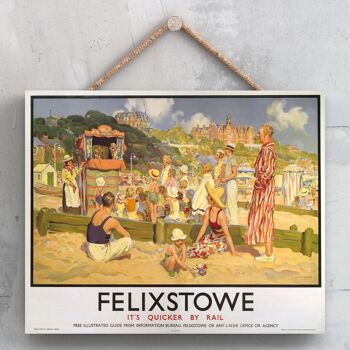 P0082 - Felixstowe Puppet Affiche originale des chemins de fer nationaux sur une plaque décor vintage 1