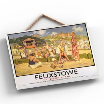 P0082 - Felixstowe Puppet Affiche originale des chemins de fer nationaux sur une plaque décor vintage 2