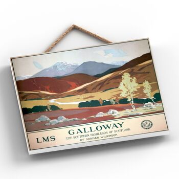 P0084 - Galloway The Southern Highlands Affiche originale du National Railway sur une plaque décor vintage 2