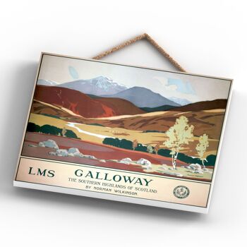 P0084 - Galloway The Southern Highlands Affiche originale du National Railway sur une plaque décor vintage 4